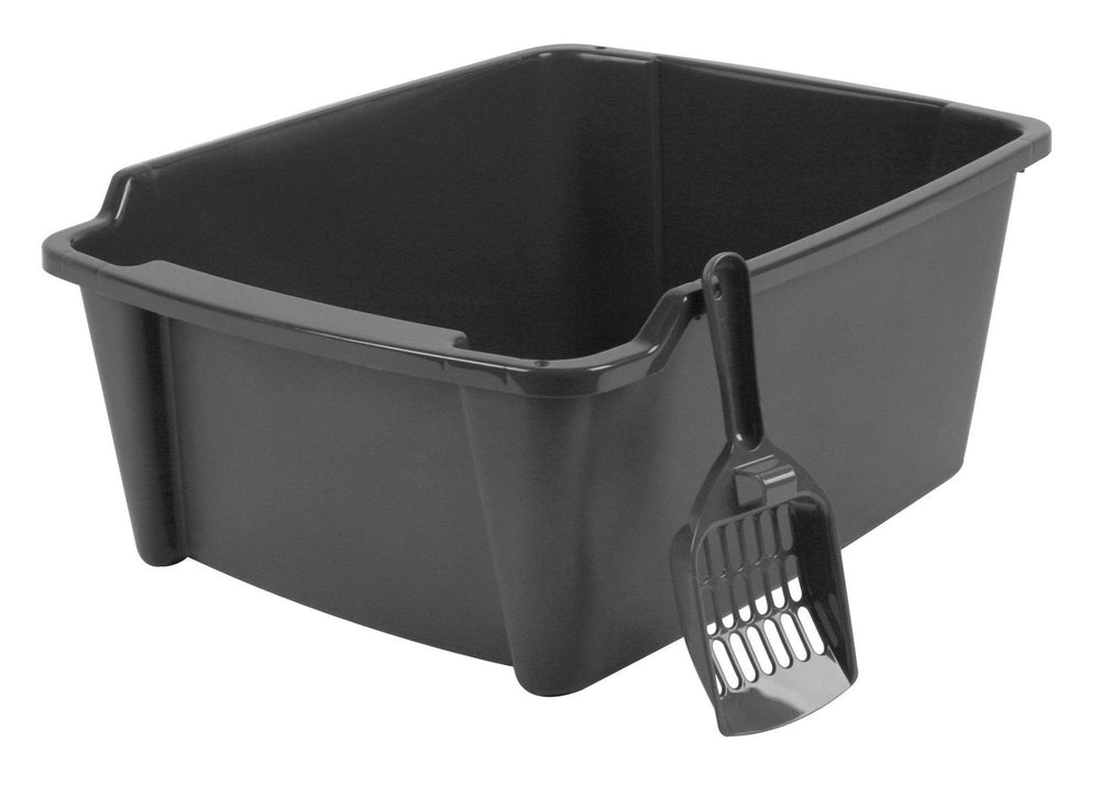 Open-Top Cat Litter Pan - High Sided - image 2#color_gray