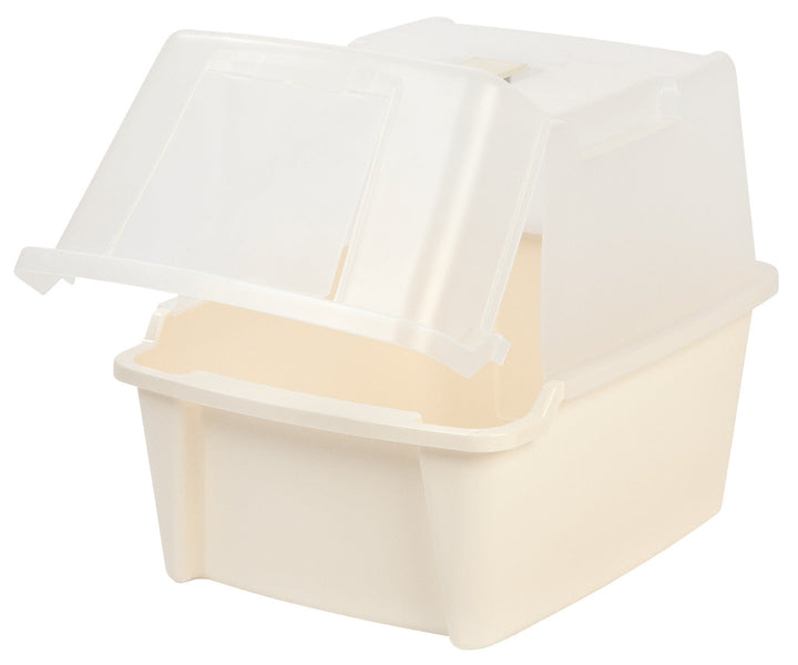 Split-Lid Hooded Litter Box, Off White - IRIS USA, Inc.