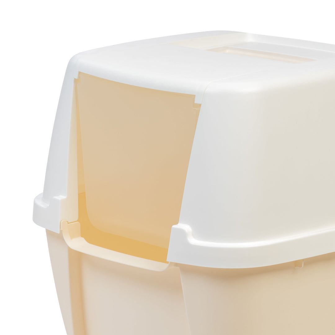 Jumbo Hooded Litter Box with Scoop, Off White - IRIS USA, Inc.