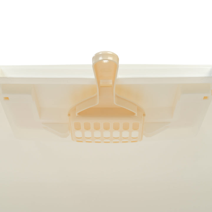 Jumbo Hooded Litter Box with Scoop, Off White - IRIS USA, Inc.