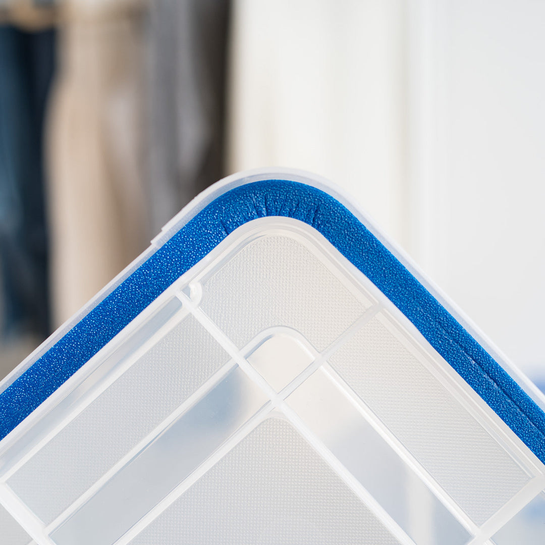 26.5 Quart WEATHERTIGHT Multi-Purpose Storage Box,  Clear with Blue Buckles, 3 Pack - IRIS USA, Inc.