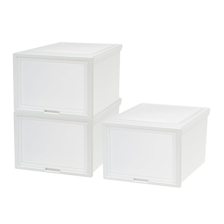 Deep Box Chest with Sliding Door, White, 3 Pack - IRIS USA, Inc.