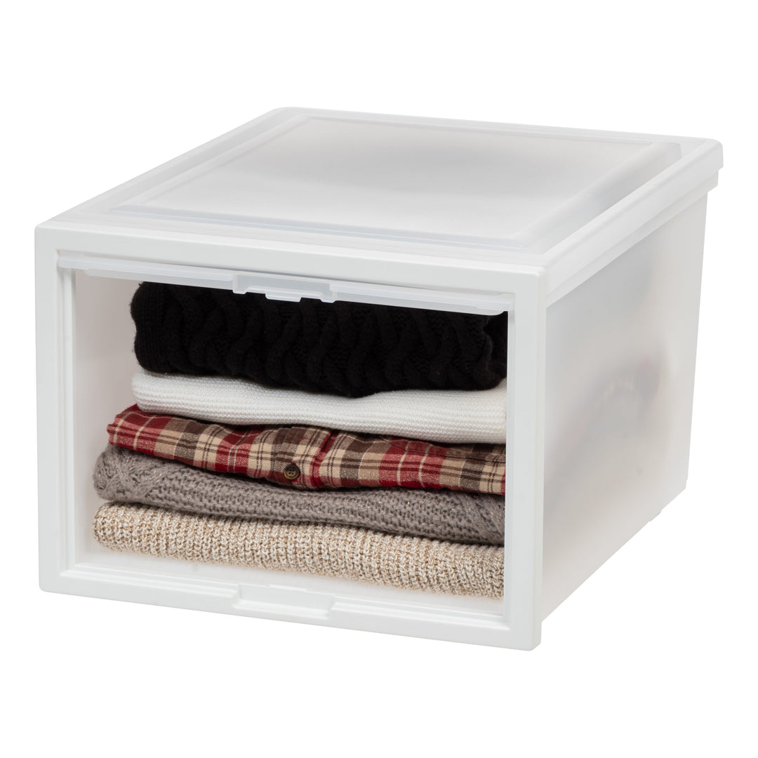 Deep Box Chest with Sliding Door, White, 3 Pack - IRIS USA, Inc.