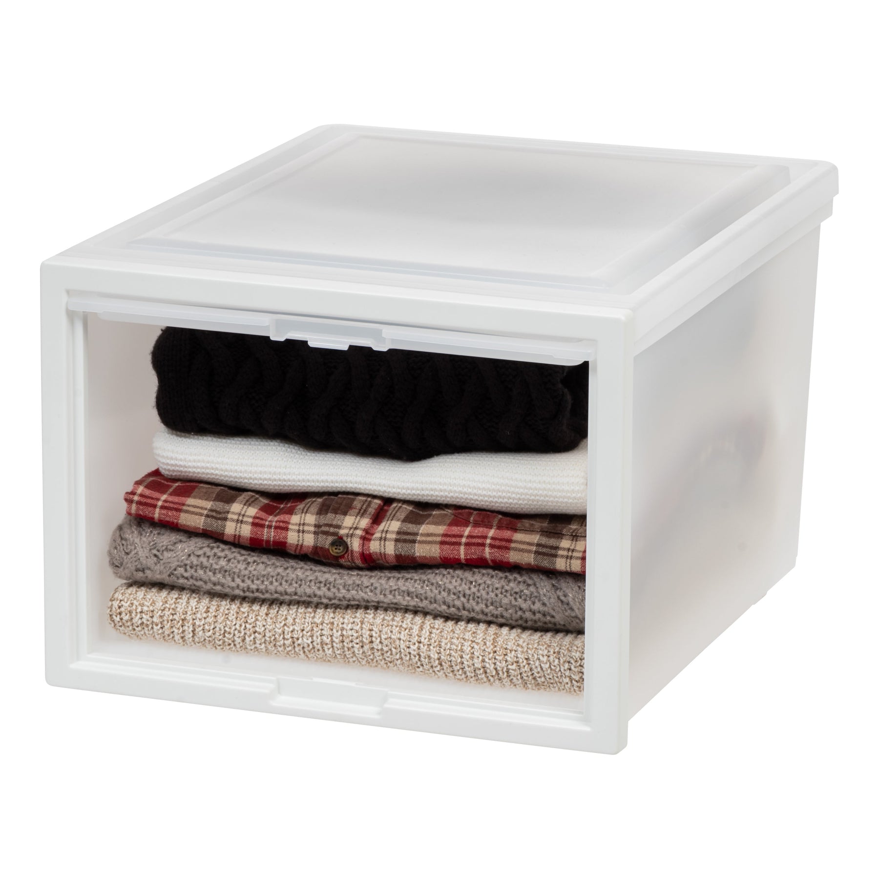 Iris USA Deep Box Chest with Sliding Door, White, 3-Pack