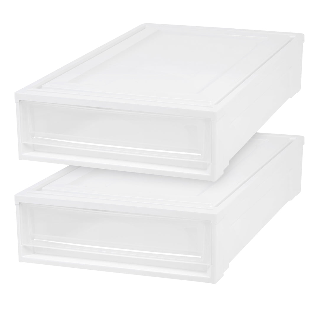 2021 edition IRIS USA, BC-UB Underbed Storage, Stacking drawer, White/Natural Clear, 2 Pack, 27 Quart - IRIS USA, Inc.