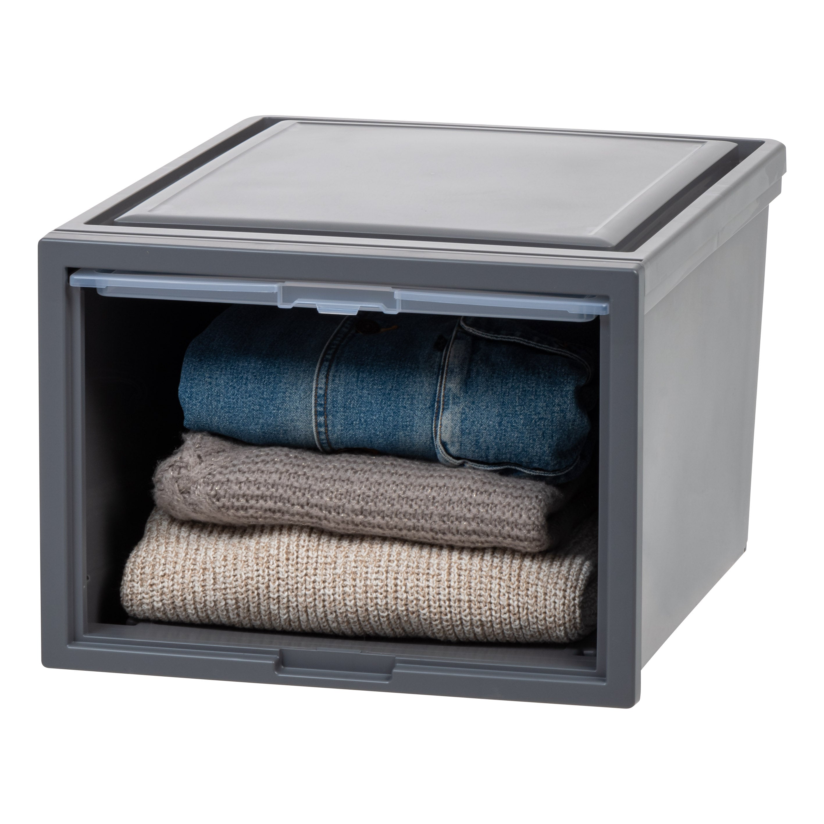 Deep Box Chest with Sliding Door, Gray, 4 Pack – IRIS USA
