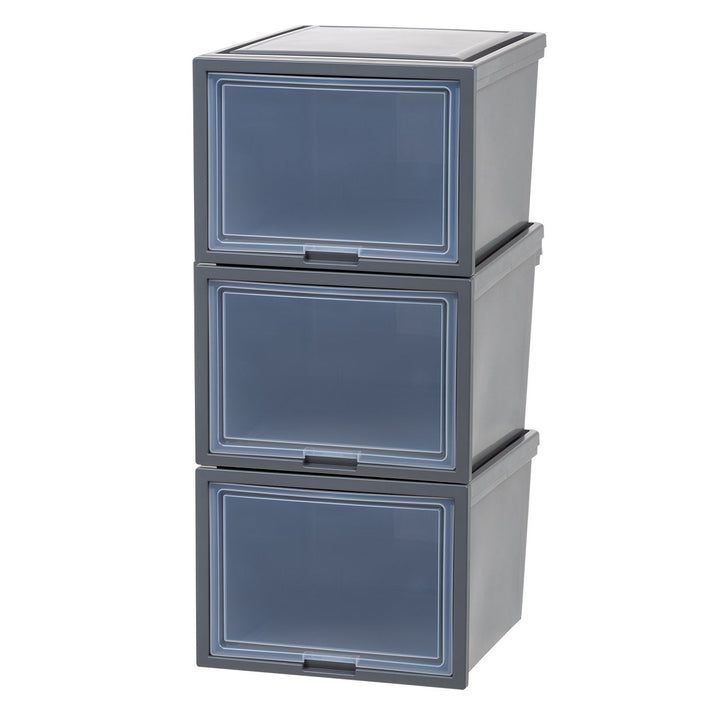 Deep Box Chest with Sliding Door, Gray, 3 Pack - IRIS USA, Inc.