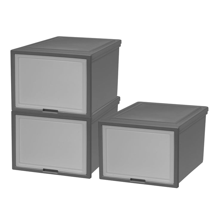 Deep Box Chest with Sliding Door, Gray, 3 Pack - IRIS USA, Inc.