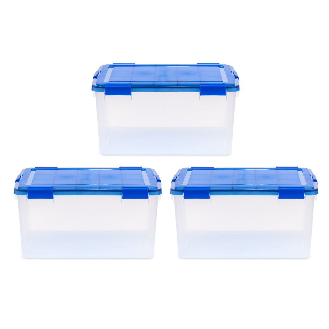 15.6 Gallon Element Resistant Plastic storage Box, Lis Blue, Pack of 3 - IRIS USA, Inc.