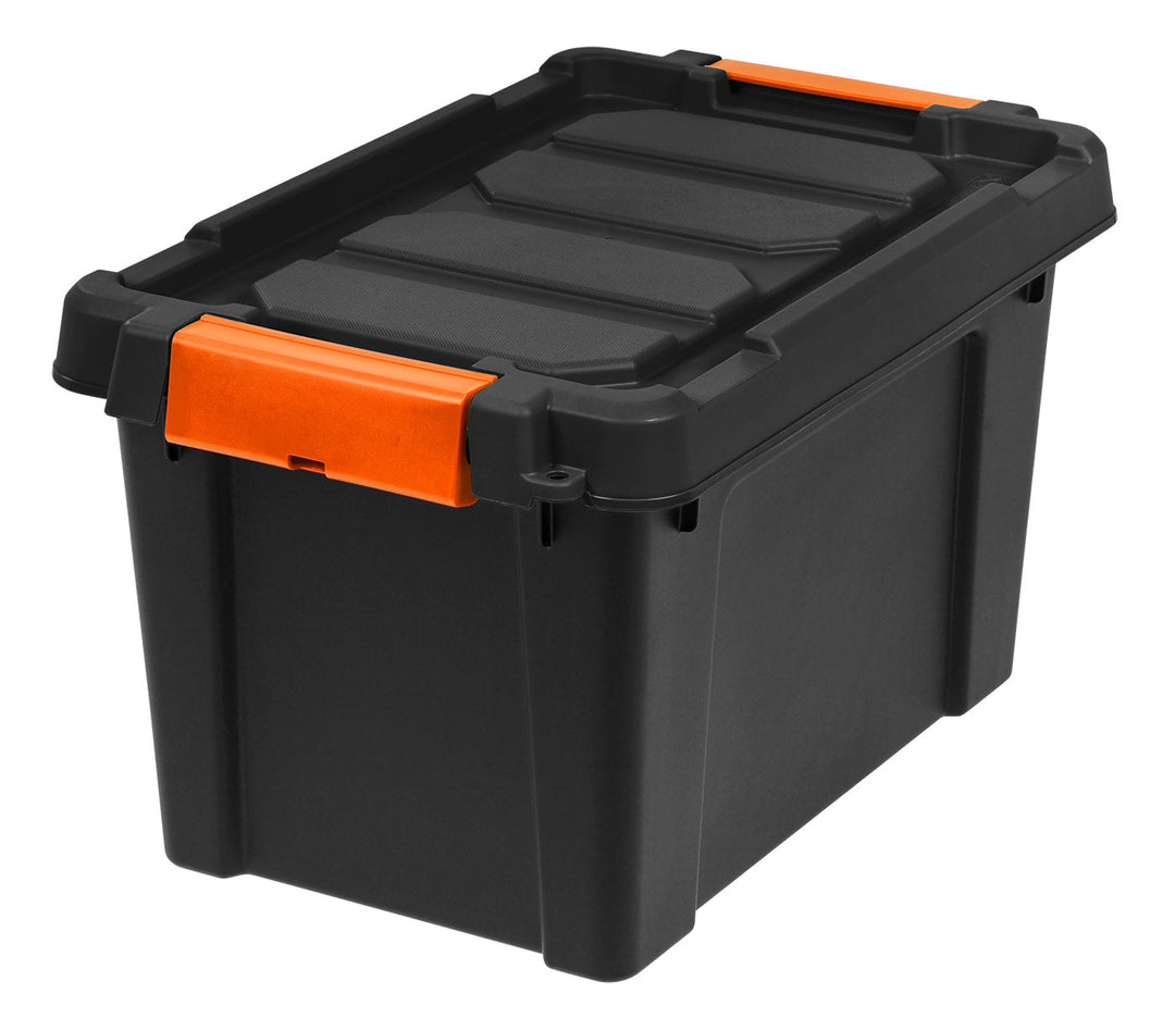 22 Quart Heavy Duty Plastic Storage Box, Black Pack of 4