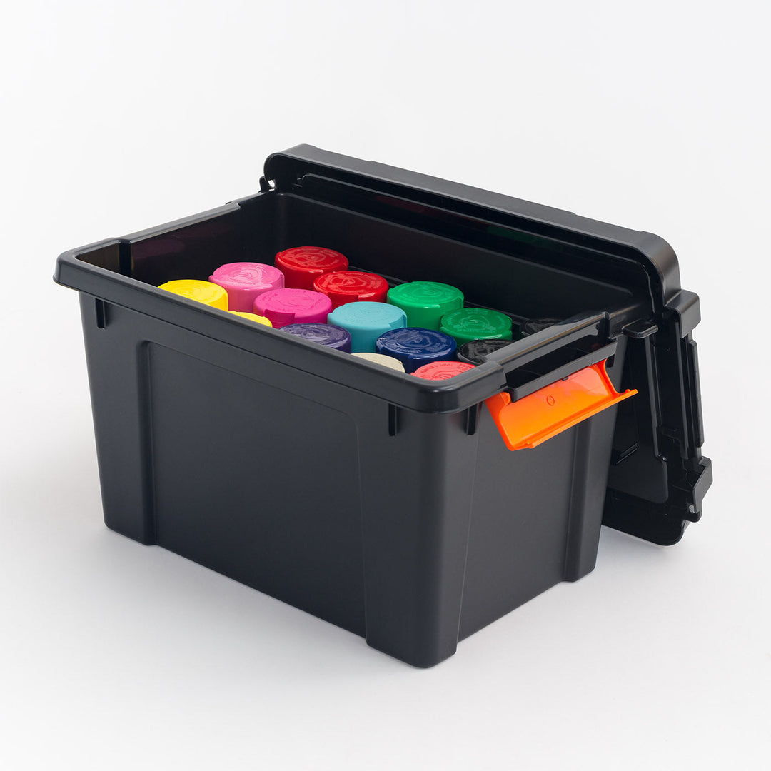 Iris USA, 22 Quart Heavy Duty Plastic Storage Box, Black [Pack of 4]