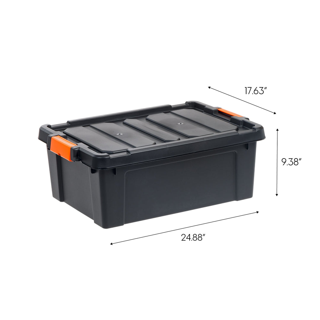 Iris USA 47 Quart Heavy Duty Plastic Storage Box, Black, 4 Pack