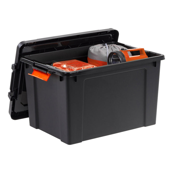 78 Quart Heavy Duty Plastic Storage Box, Black pack of 4 - IRIS USA, Inc.