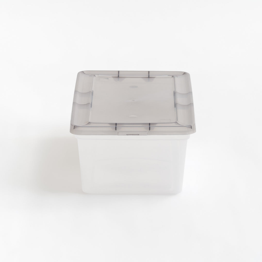 1.6 Gallon Snap Top Plastic Storage Box, Clear with Gray Lid, Pack of 10 - IRIS USA, Inc.