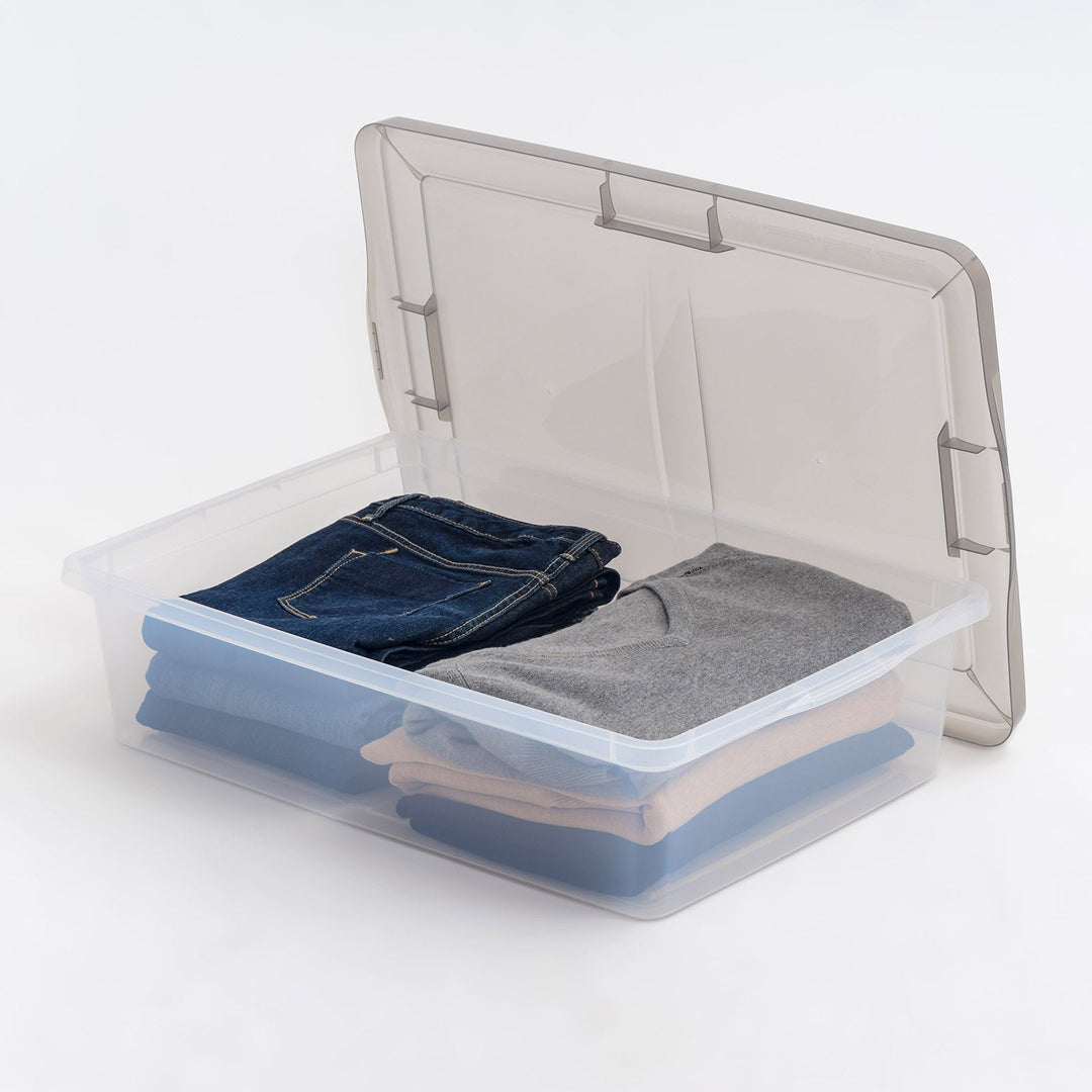 7 Gallon Snap Top Plastic Storage Box, Clear wih Gray Lid, Pack of 6 - IRIS USA, Inc.