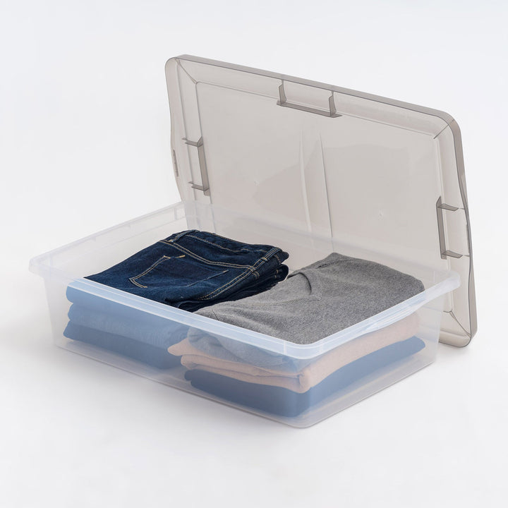 7 Gallon Snap Top Plastic Storage Box, Clear wih Gray Lid, Pack of 6 - IRIS USA, Inc.