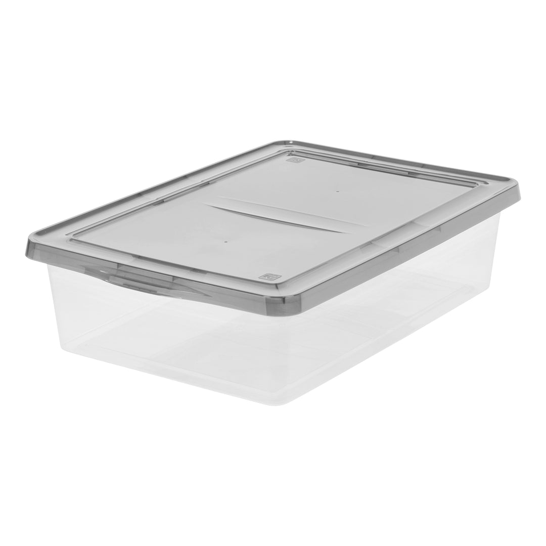 7 Gallon Snap Top Plastic Storage Box, Clear wih Gray Lid, Pack of 6 - IRIS USA, Inc.