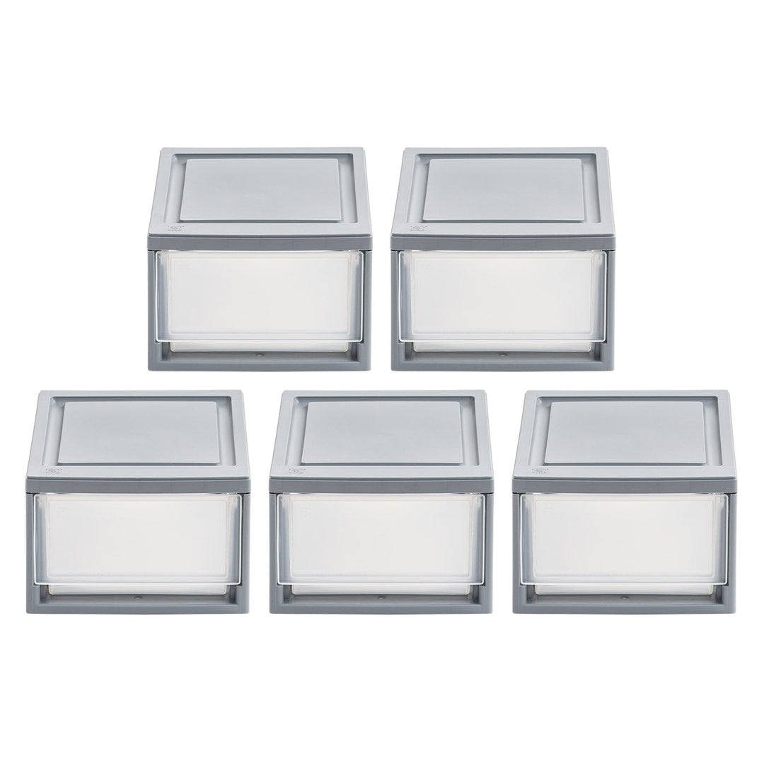 8.50" W Gray Stackable Storage Drawer, Pack of 5 - IRIS USA, Inc.