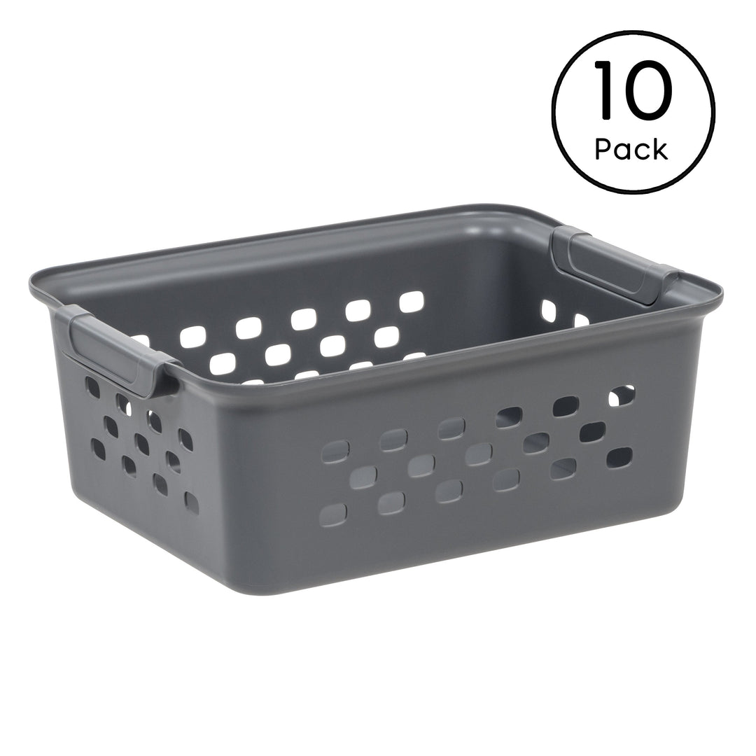 Small Organizer Storage Basket, Gray, Pack of 10 - IRIS USA, Inc.