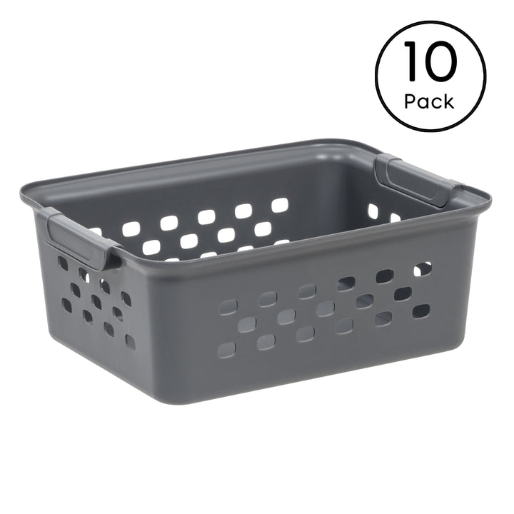 Small Organizer Storage Basket, Gray, Pack of 10 - IRIS USA, Inc.