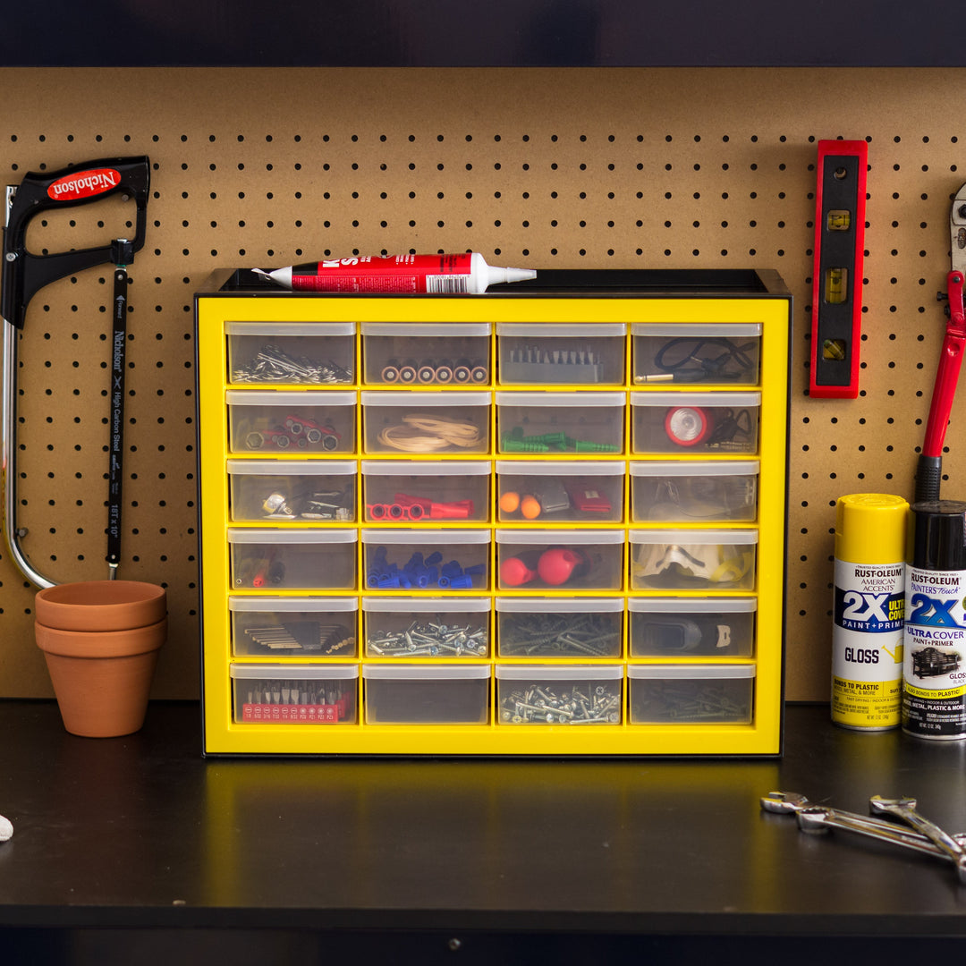 IRIS USA, 24 Drawer Parts Cabinet, Black/Yellow - IRIS USA, Inc.