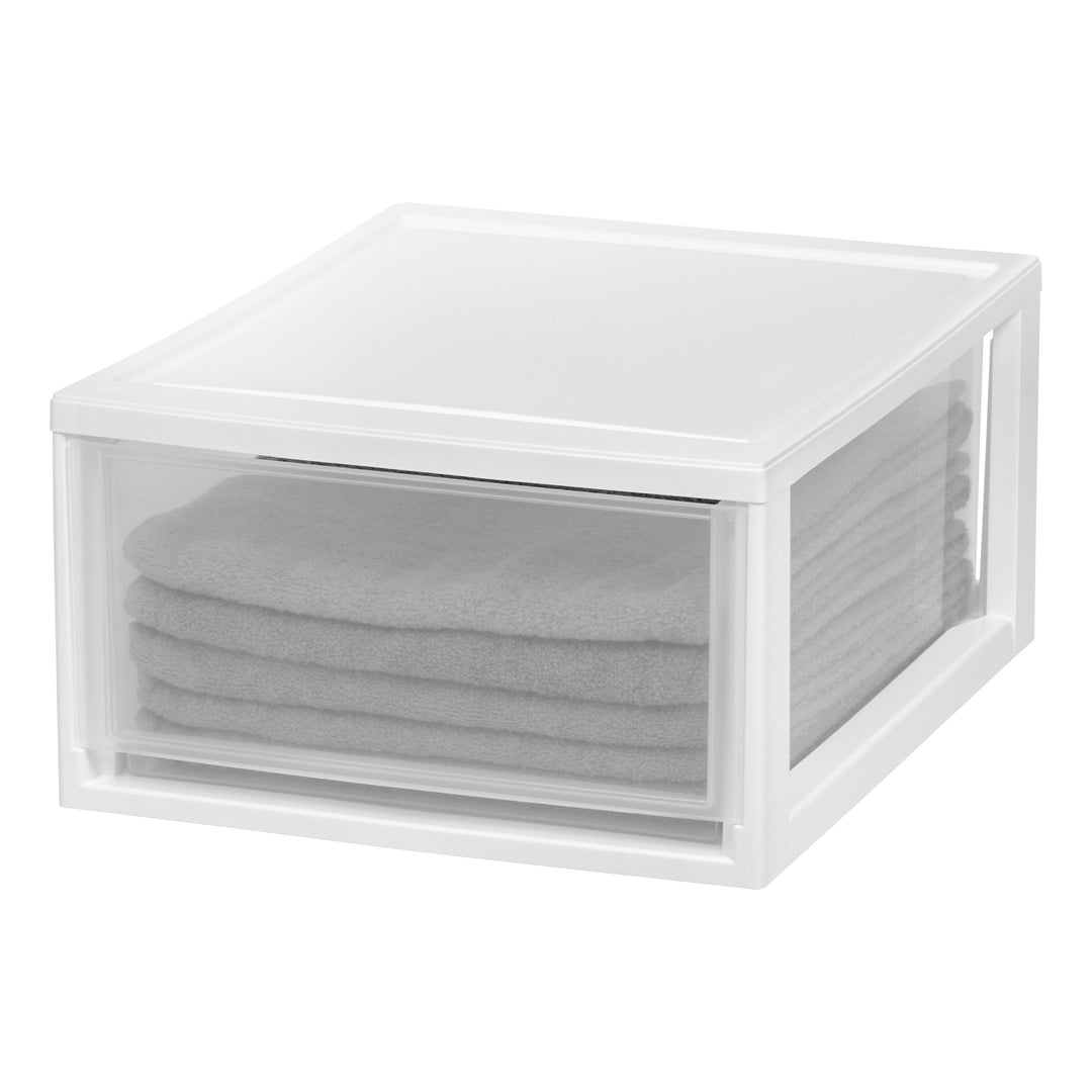 IRIS USA MSD-3 Compact Stacking, Stackable Plastic Drawer Unit, 29.5 Quart, White, 2 Count - IRIS USA, Inc.