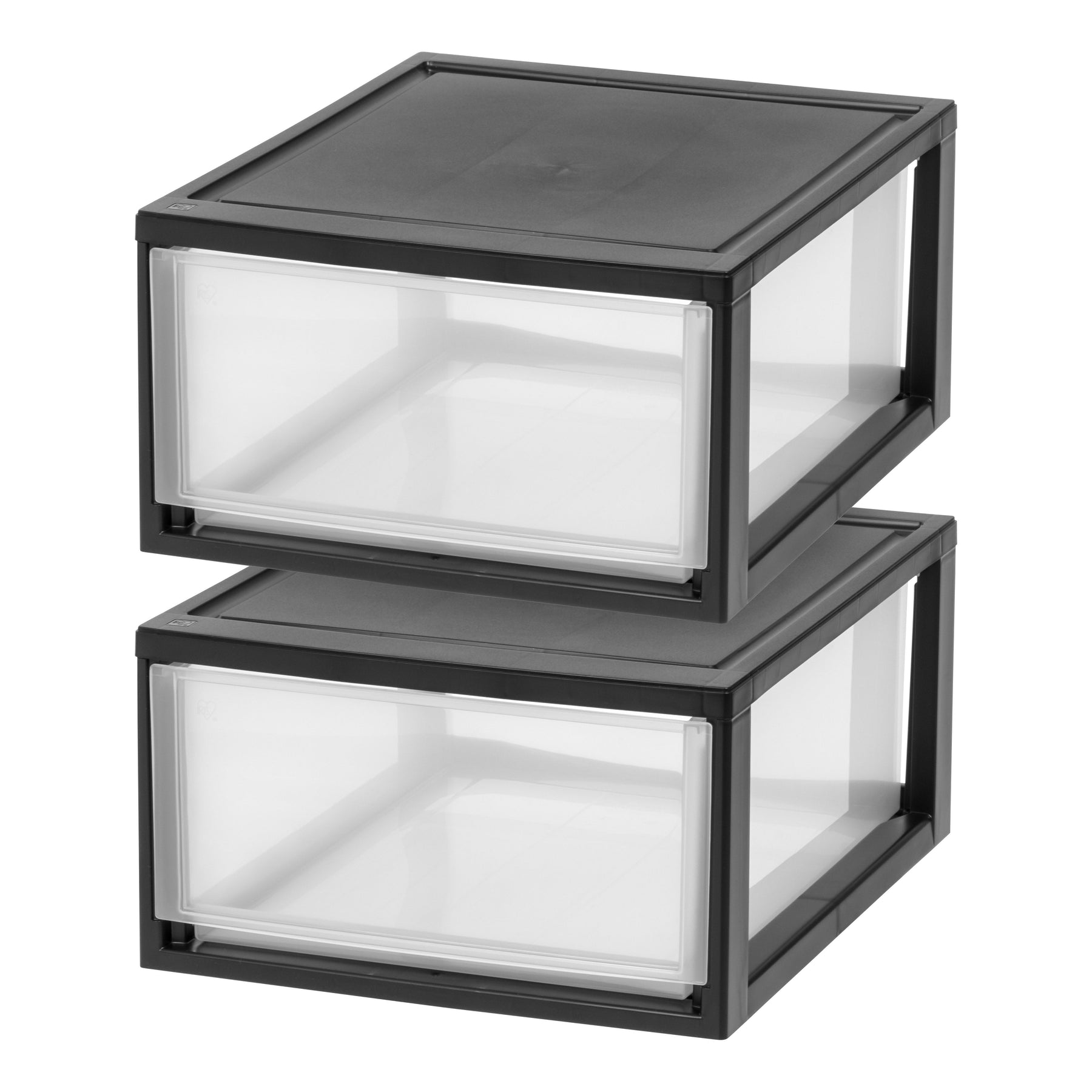 Iris USA MSD-1 Compact Stacking Drawer Black 6 Quart 4-Pack