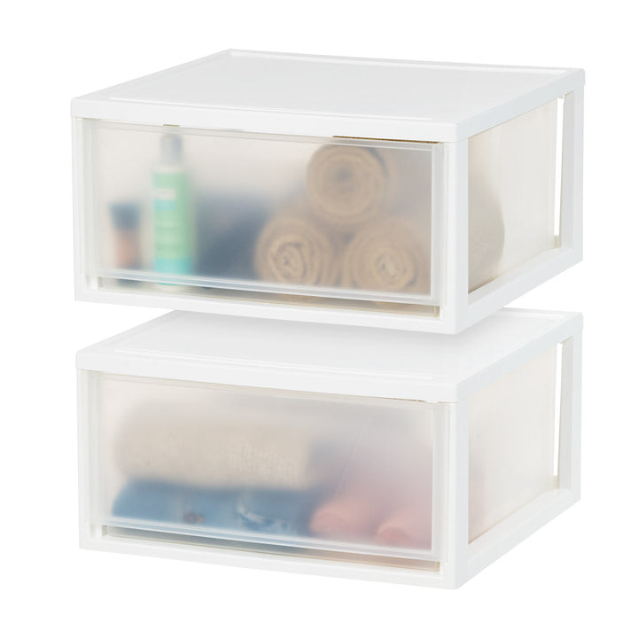 IRIS USA MSD-3 Compact Stacking, Stackable Plastic Drawer Unit, 47 Quart, White, 2 Count - IRIS USA, Inc.