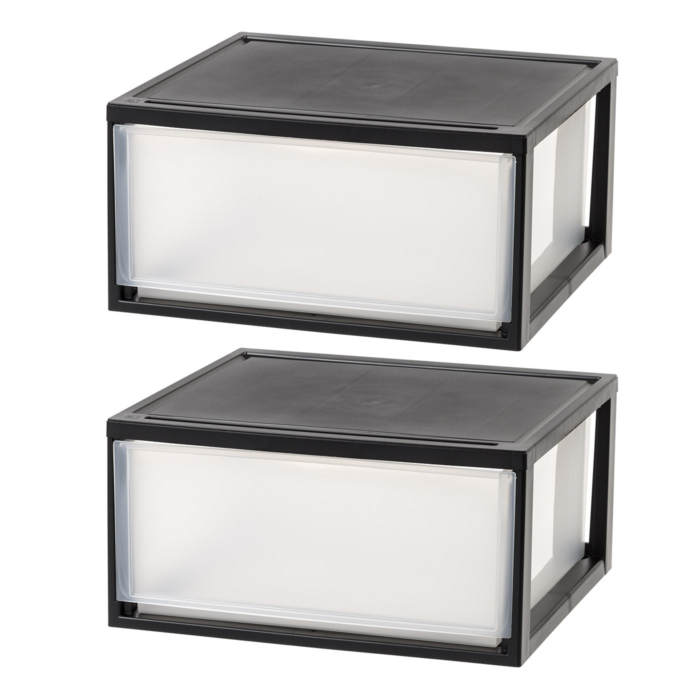 Compact Stacking, Stackable Plastic Drawer Unit, 47 Quart, Black, 2 Co ...