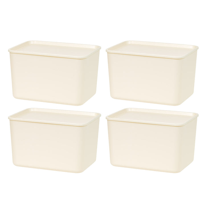 Stackable Lidded Storage Organizer Bins for Kitchen, Bathroom and Bedroom, Large, 4Pack - IRIS USA, Inc.