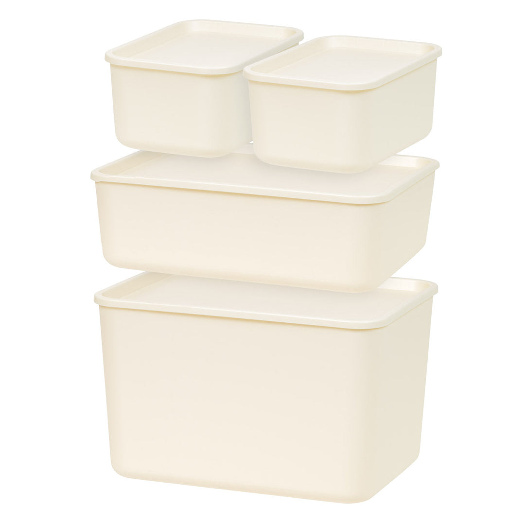 Stackable Lidded Storage Organizer Bins for Kitchen, Bathroom and Bedroom, Combo (S/S/M/L) - IRIS USA, Inc.