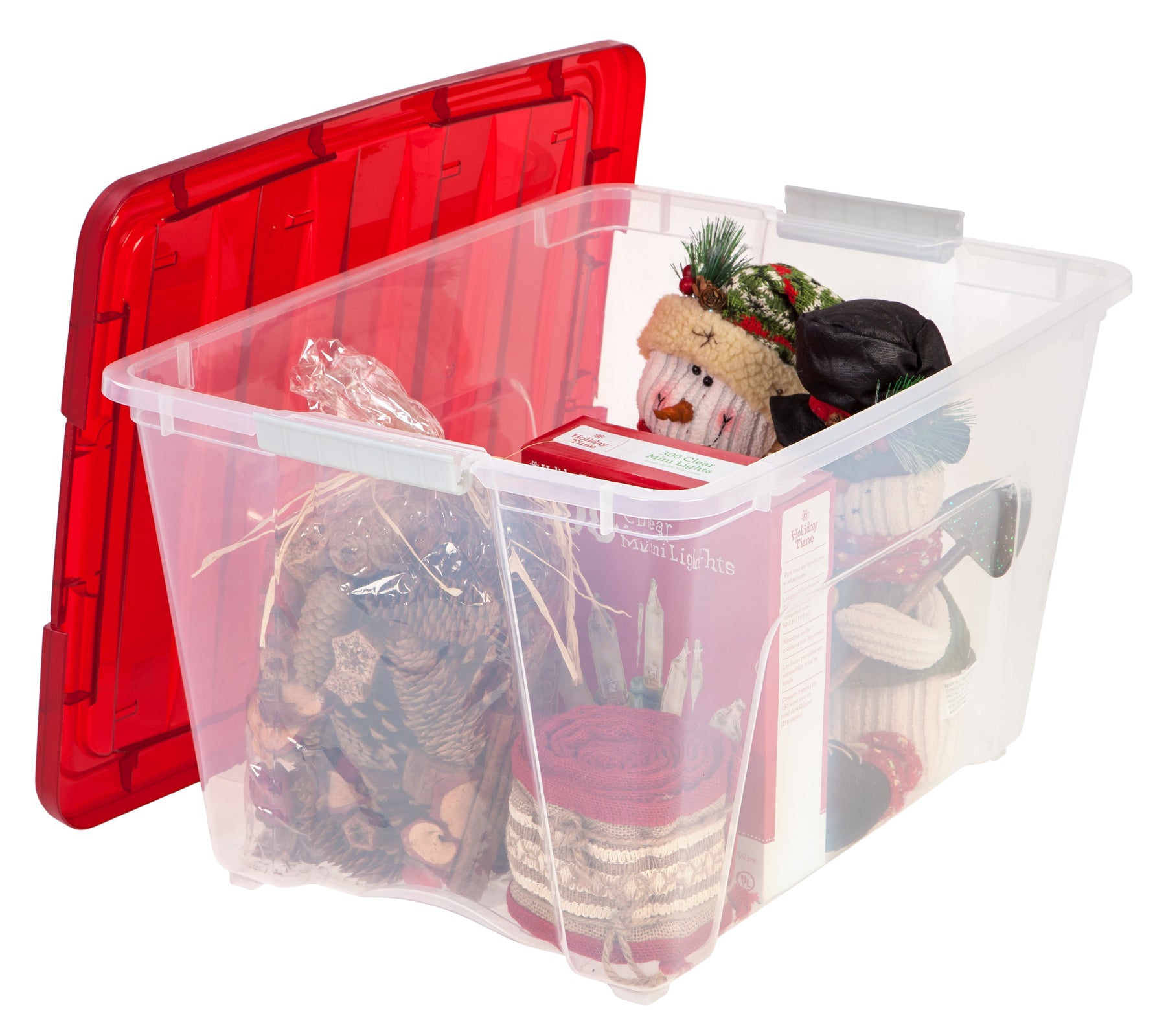  IRIS USA 19 Quart Stackable Plastic Holiday Storage Bins with  Lids and Latching Buckles, 4 Pack - Clear/Red, Durable Containers for Long  Term Storage Festive Seasonal Decorations Garlands Stockings : Everything  Else