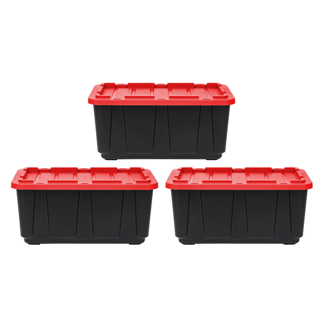100 Quart BRK/RED Stackble Tough Storage Box [ Pack of 3 ] - IRIS USA, Inc.