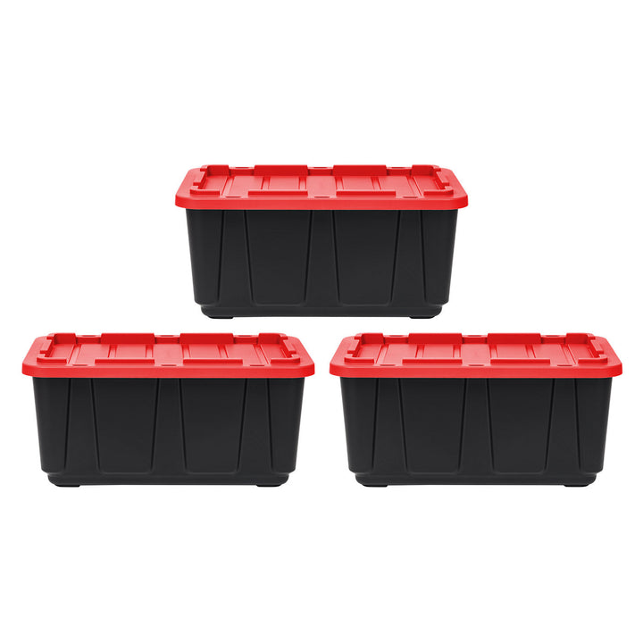 100 Quart BRK/RED Stackble Tough Storage Box [ Pack of 3 ] - IRIS USA, Inc.