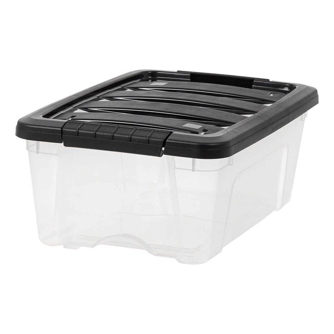 Iris USA 12 Quart Stackable Plastic Storage Bins with Lids and Latching Buckles, 4 Pack - Clear/Black, Containers with Lids and Latches, Durable
