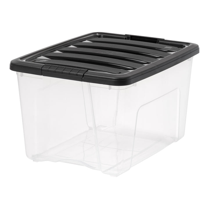 Plastic Storage Bins, Stackable Storage Container with Secure Latching Buckles and Black Lid, 40 Qt. - IRIS USA, Inc.