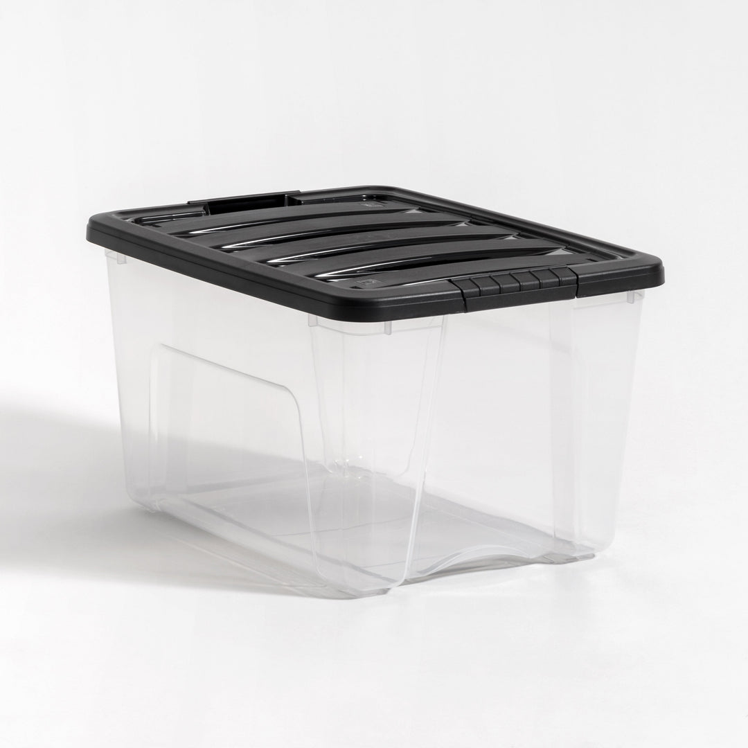 Plastic Storage Bins, Stackable Storage Container with Secure Latching Buckles and Black Lid, 40 Qt. - IRIS USA, Inc.