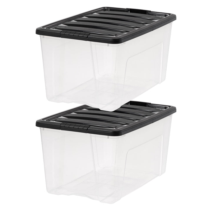 Plastic Storage Bins, Stackable Storage Container with Secure Latching Buckles and Black Lid, 72 Qt. - IRIS USA, Inc.