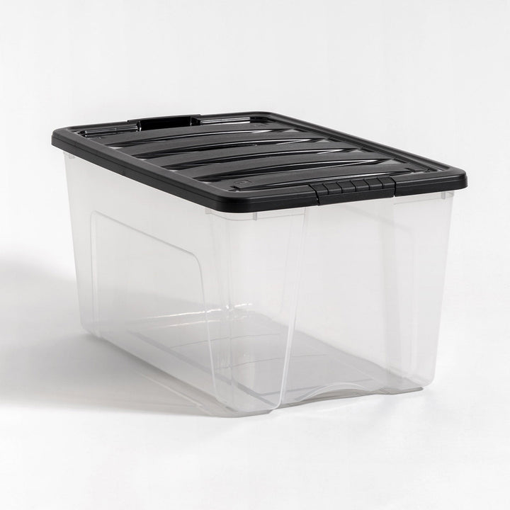 Plastic Storage Bins, Stackable Storage Container with Secure Latching Buckles and Black Lid, 72 Qt. - IRIS USA, Inc.