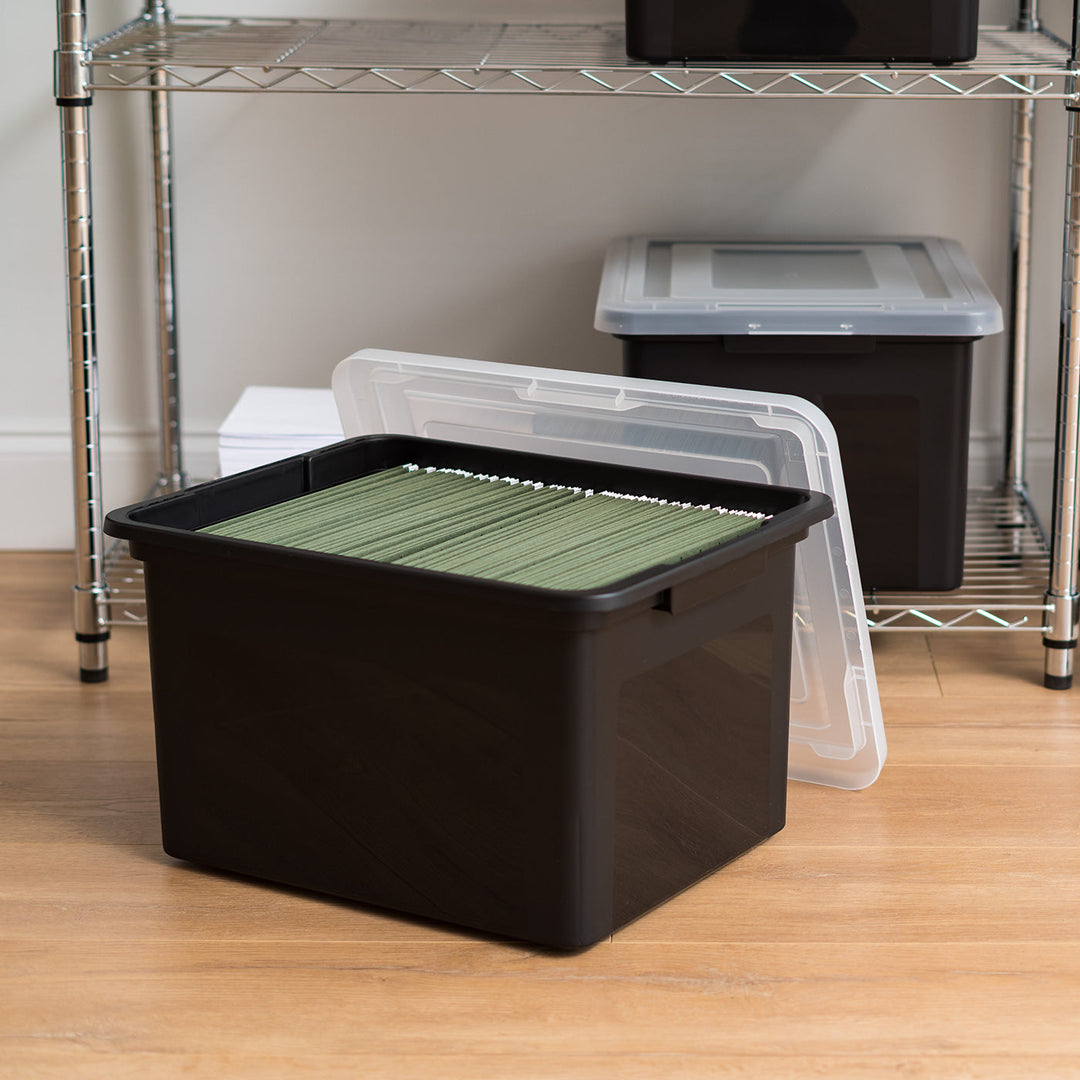 IRIS USA Letter & Legal Size Plastic Storage Bin Tote Organizing File Box with Durable and Secure Latching Lid, Stackable and Nestable, Black,580077 - IRIS USA, Inc.