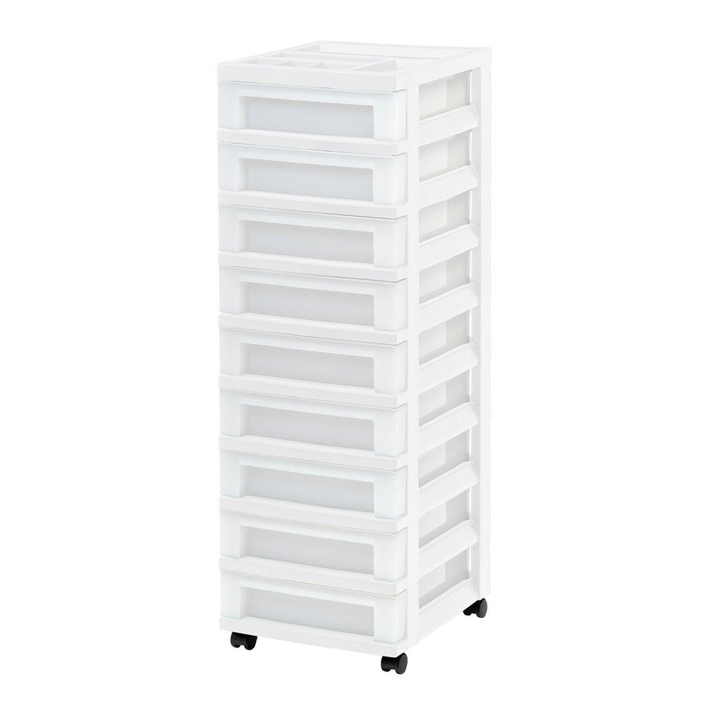 IRIS USA 6 Drawer Rolling Storage Cart with Organizer Top, White