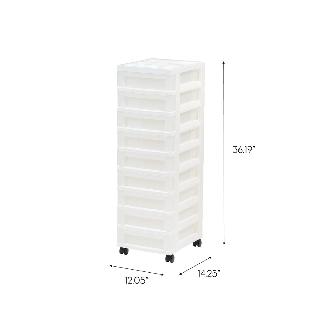 9-Drawer Storage Cart with Organizer Top, White/Pearl - IRIS USA, Inc.