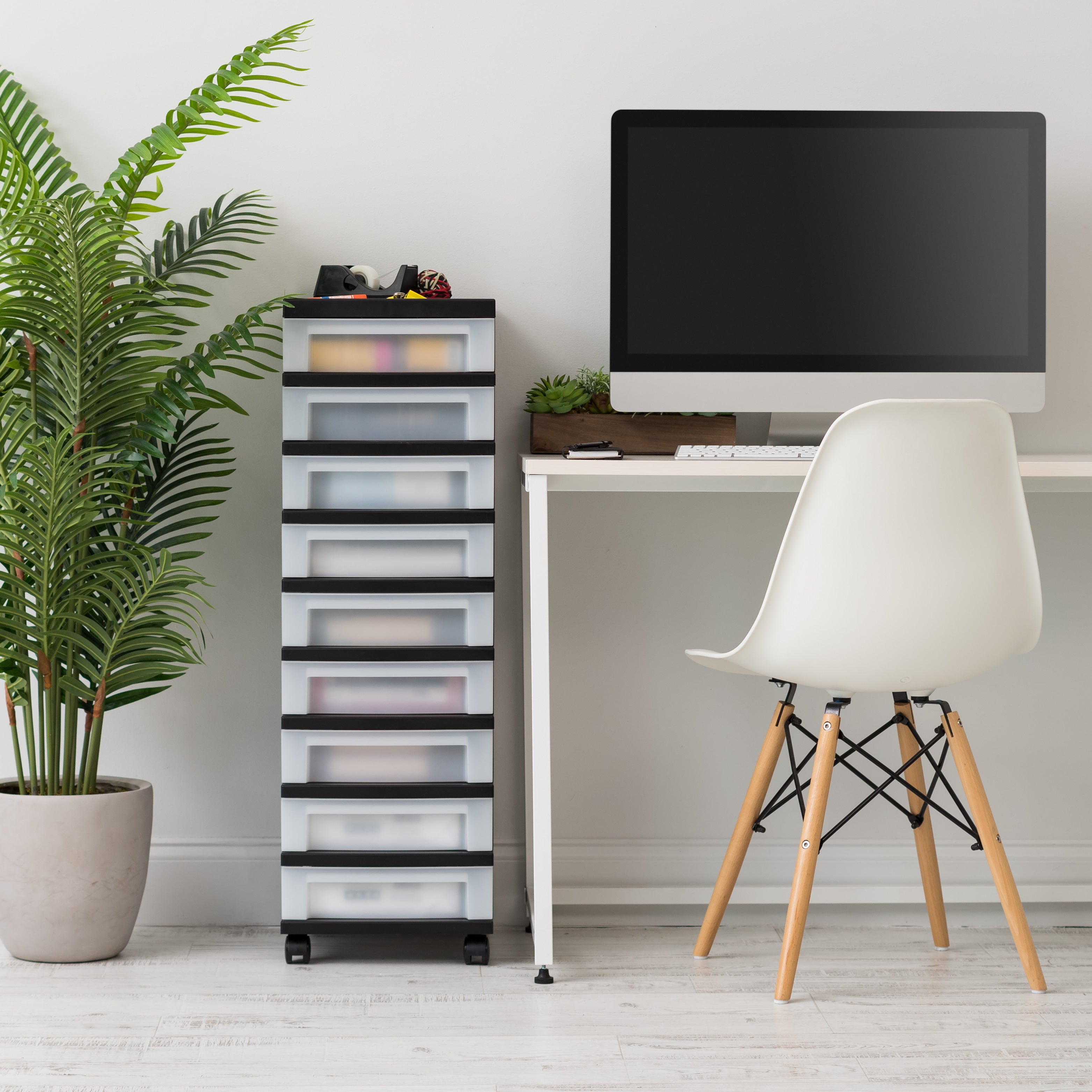 9-Drawer Storage Cart with Organizer Top, Black/Pearl – IRIS USA