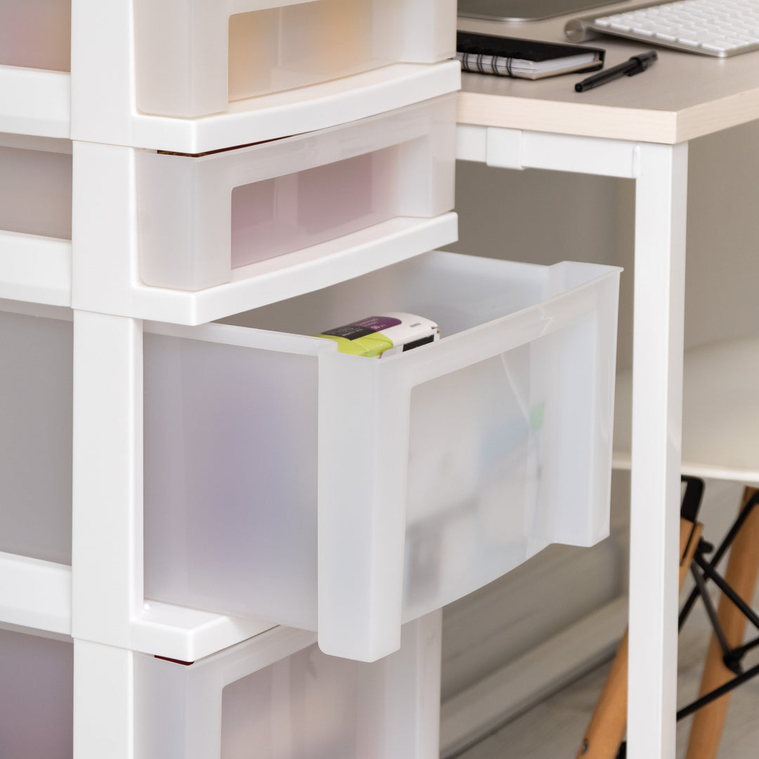 6-Drawer Storage Cart with Organizer Top, White/Pearl - IRIS USA, Inc.