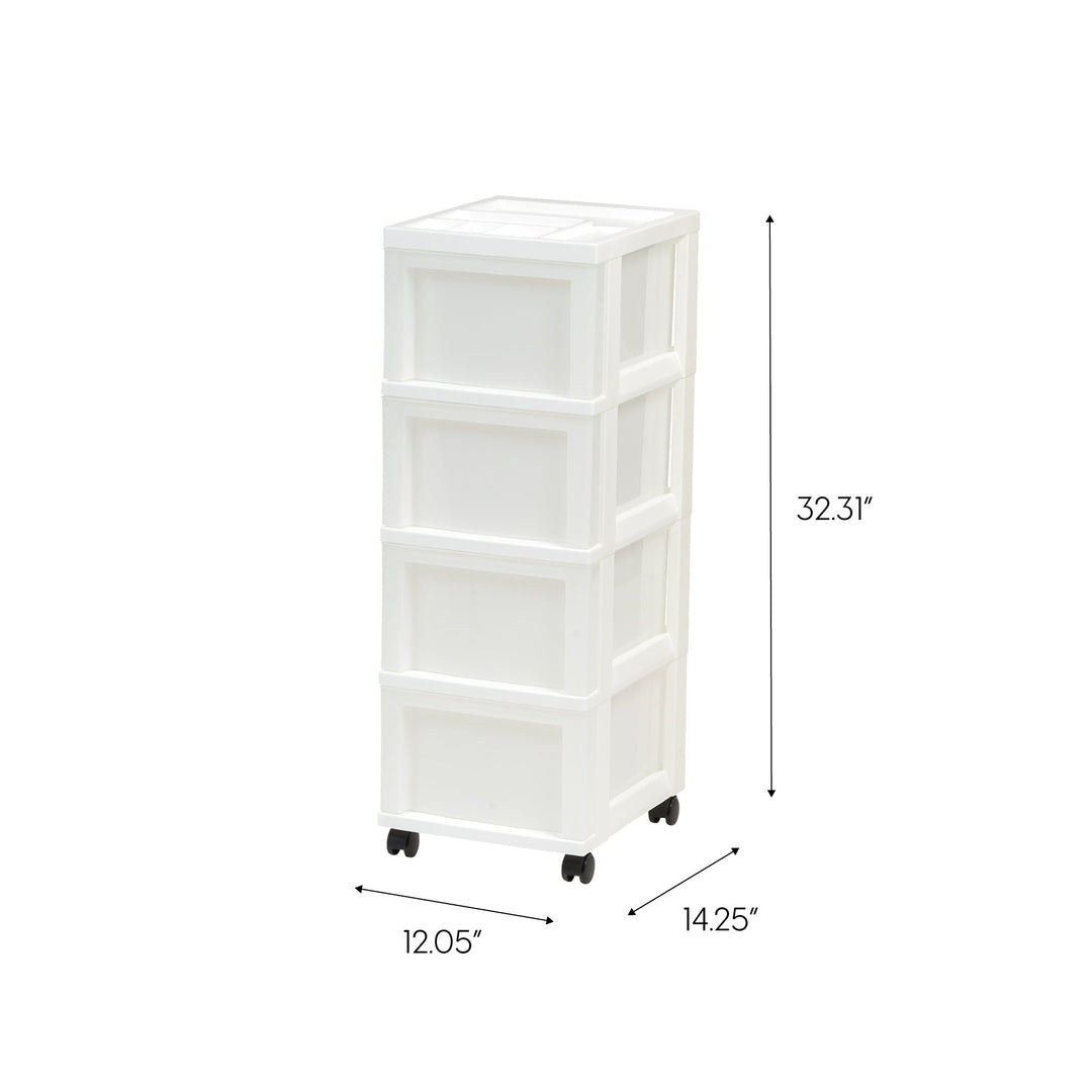 6-Drawer Storage Cart with Organizer Top, White/Pearl - IRIS USA, Inc.