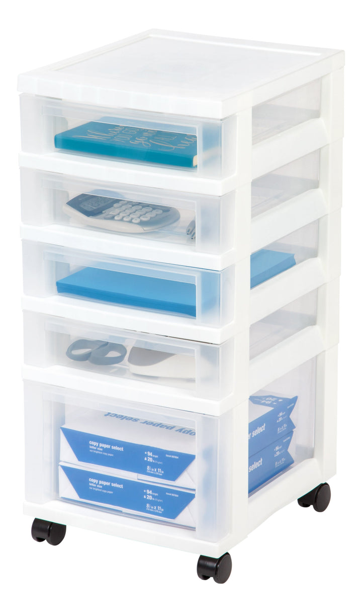 2021 Edition MC-341, 5-drawer Storage Cart, White/Clear - IRIS USA, Inc.
