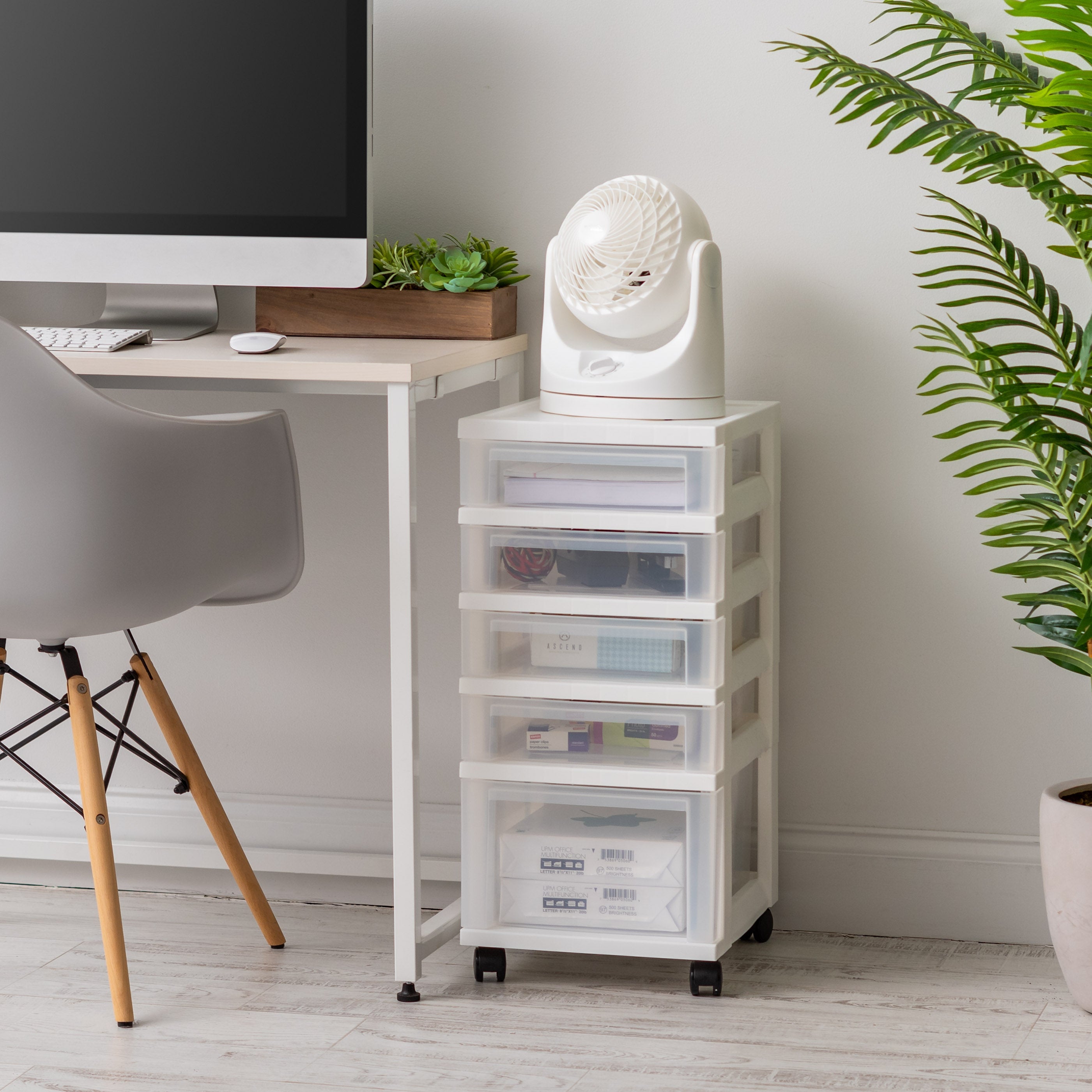 5-drawer Storage Cart, White/Clear – IRIS USA