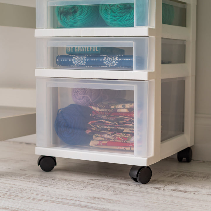 2021 Edition MC-341, 5-drawer Storage Cart, White/Clear - IRIS USA, Inc.