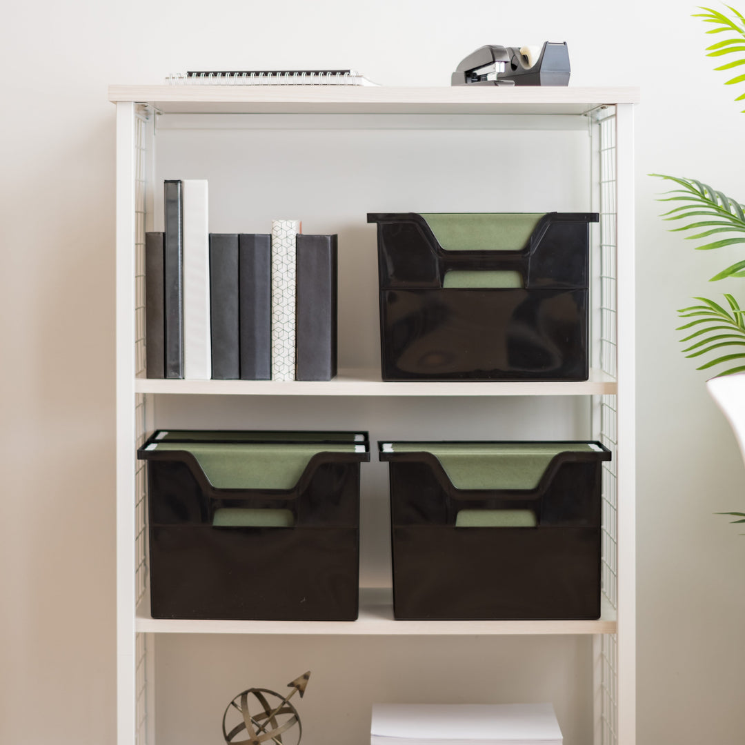 IRIS USA 2021 Edition OTFB-M Open Storage Basket, File Organizer, Medium, Black, 6 Pack - IRIS USA, Inc.