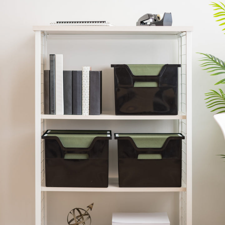 IRIS USA 2021 Edition OTFB-M Open Storage Basket, File Organizer, Medium, Black, 6 Pack - IRIS USA, Inc.